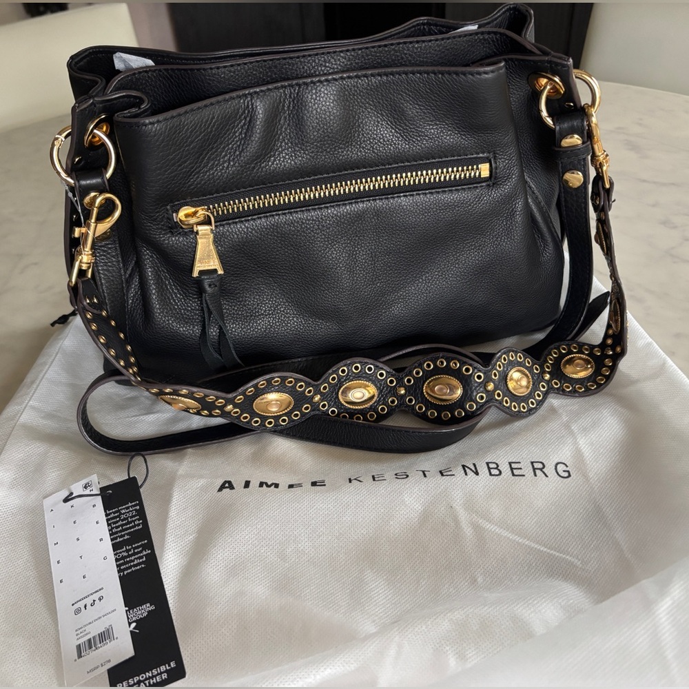 Aimee Kestenberg Black and Gold Shoulder Bag